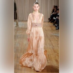 Ulla Johnson x Barneys New York Runway Silk Maxi Gown | Rose Gold Bohemian Dress